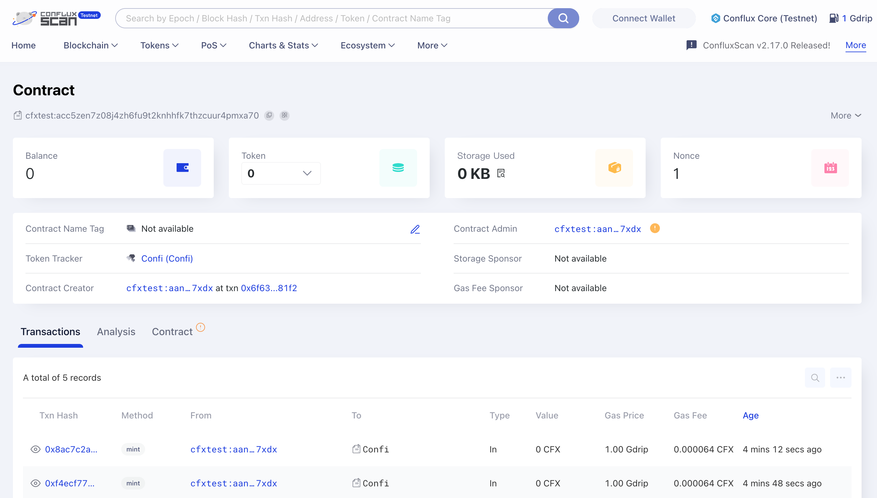 Details on ConfluxScan